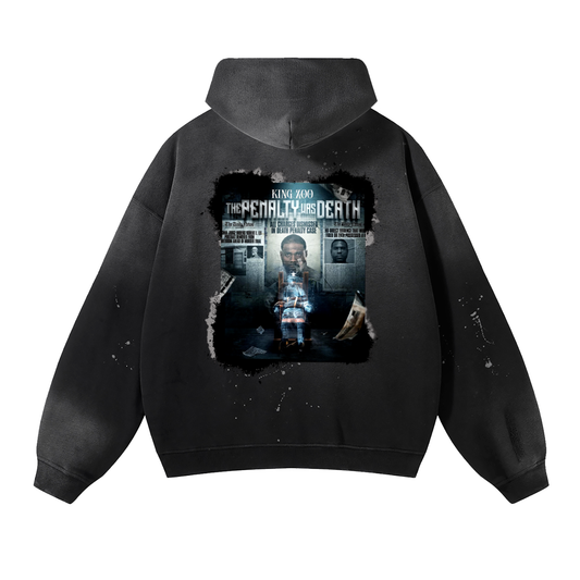 KZN The Penalty Was Death Vintage Wash Frayed Fleece Hoodie - LIMITED EDITION